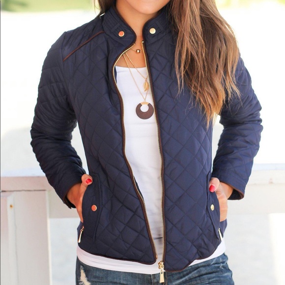 C’ESTTOI Jackets & Blazers - Navy Quilted Bomber